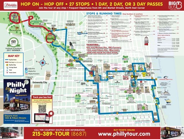 Mappa di Filadelfia Big Bus