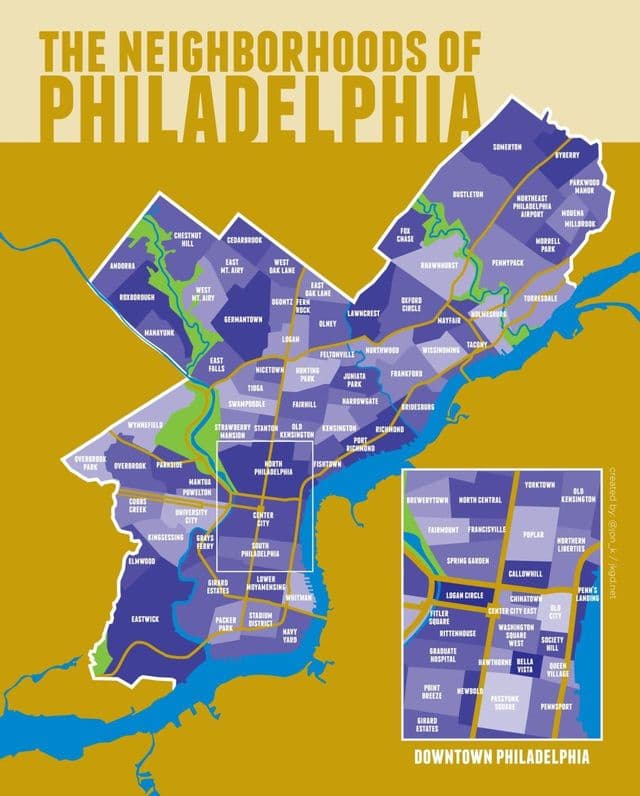Mappa dei quartieri di Filadelfia