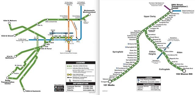 Mappa delle stazioni dei tram di Filadelfia