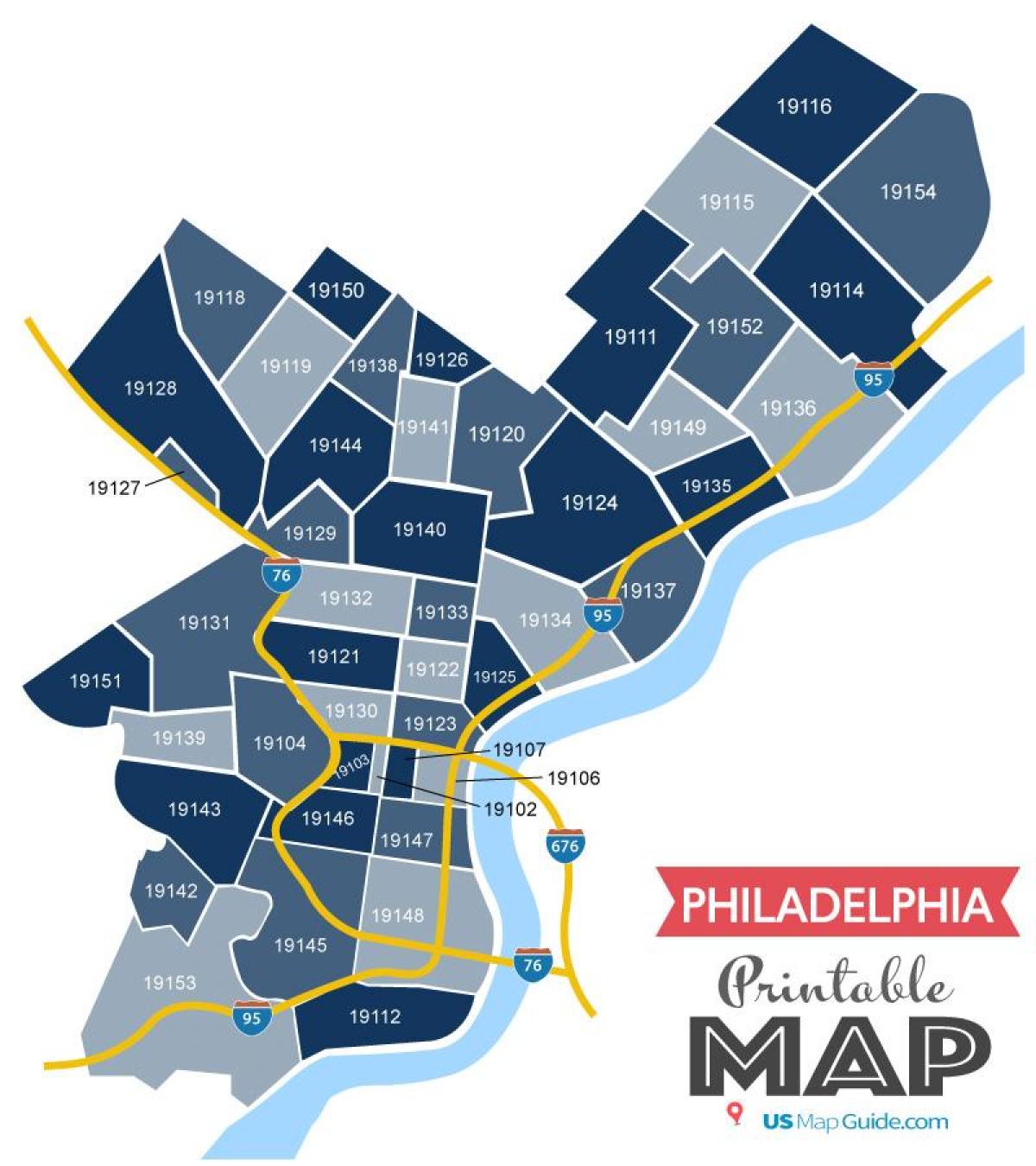 Mappa dei codici postali di Filadelfia