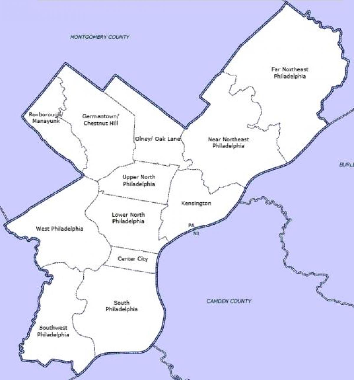 Mappa del distretto di Filadelfia