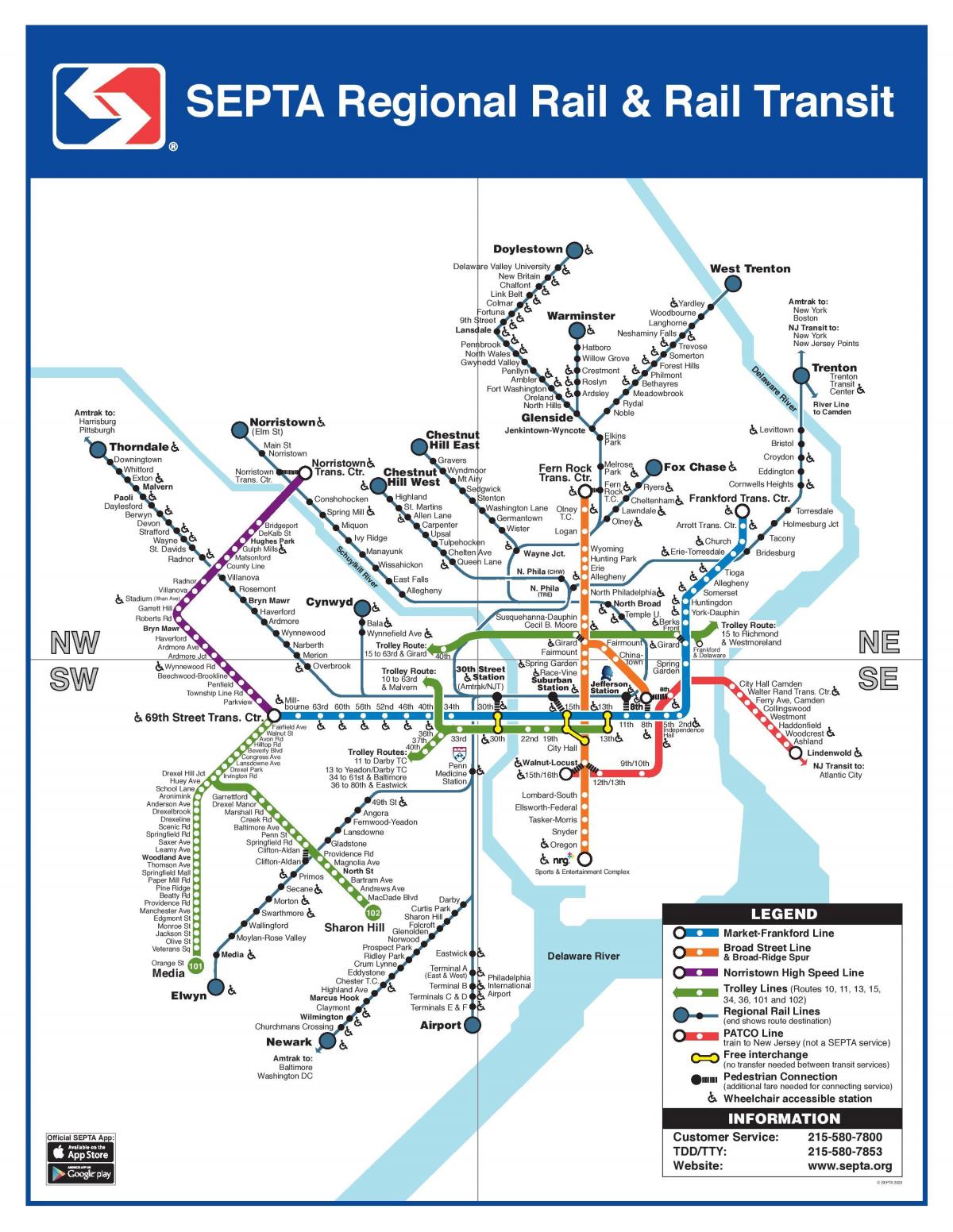 Mappa delle stazioni ferroviarie di Philadelphia