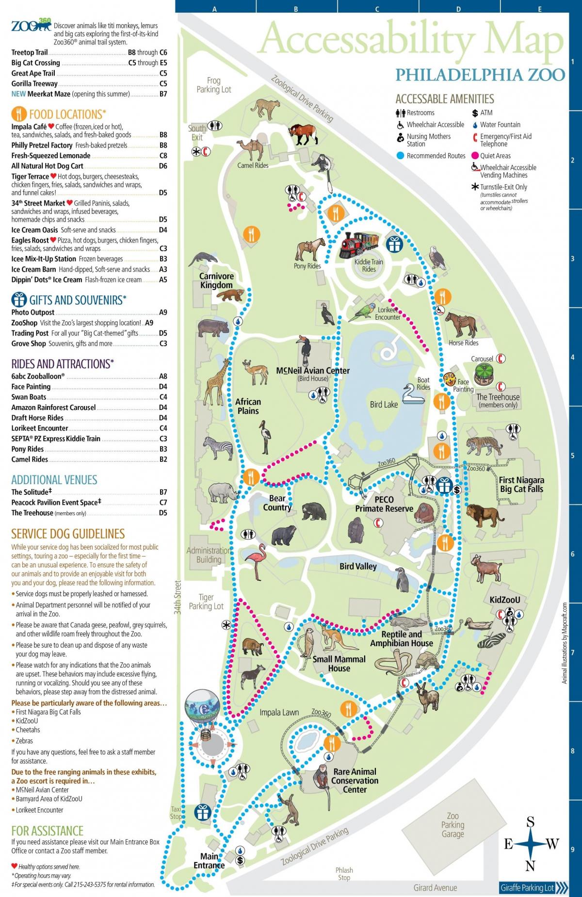 Mappa del parco dello zoo di Philadelphia
