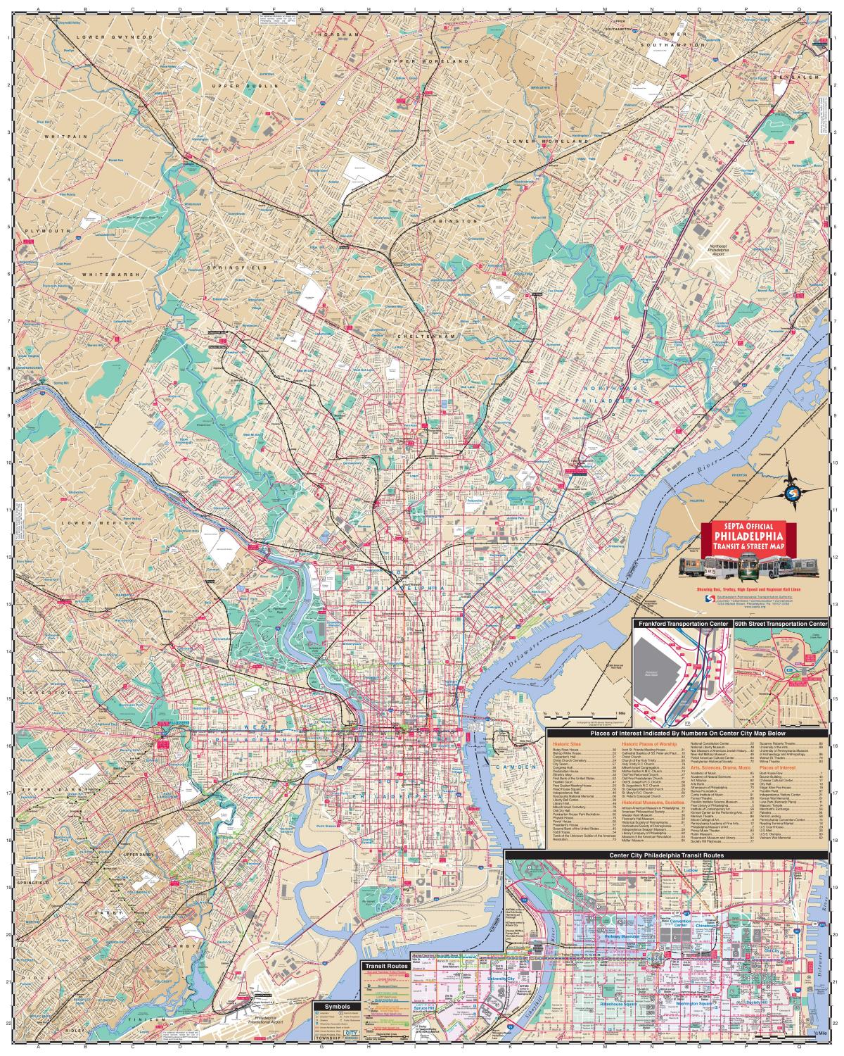 Mappa delle stazioni dei tram di Filadelfia